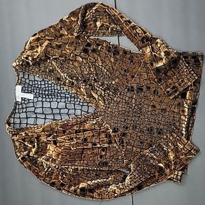 Leith Fitted Velvet Animal Print Top - Small